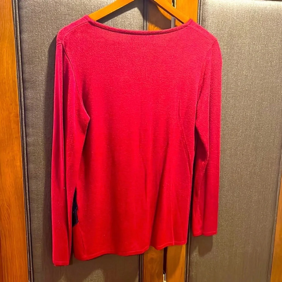 Anna Belloni Made in Italy Red with Black Appliqué Sweater Sz M - Picture 3 of 5